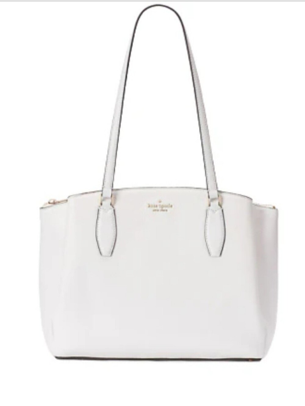 Kate Spade Monet Large Triple‎ Compartment Tote White Dove Pebbled Leather NWT